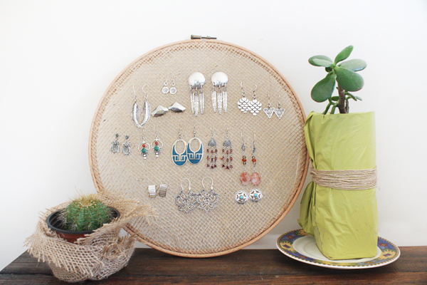 Embroidery Hoop Earring Holder, Jewelry Organizer, Suede Jewelry